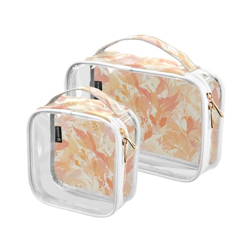Kulturbeutel für Herren, transparent, dekorativ, TSA-genehmigt, abstrakte Aquarellblätter, helles Pfirsich-Elfenbeinweiß, wiederverwendbar, Make-up-Tasche, Organizer, Flughafen, Fluggesellschaften, 2 Kulturbeutel für Herren, transparent, dekorativ, TSA-genehmigt, abstrakte Aquarellblätter, helles Pfirsich-Elfenbeinweiß, wiederverwendbar, Make-up-Tasche, Organizer, Flughafen, Fluggesellschaften, 2 von tplaotee