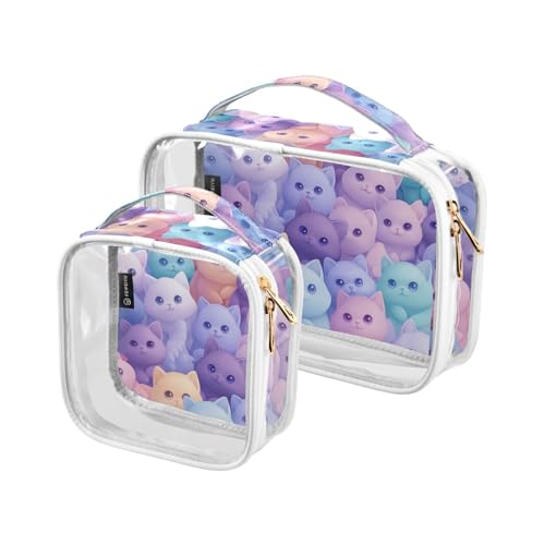Kulturbeutel für Herren, transparent, dekorativ, TSA-genehmigt, bunt, Cartoon-Katze, wasserabweisend, große Kosmetiktasche, Rasierutensilien, Bolsa de Maquillaje Kulturbeutel für Herren, transparent, dekorativ, TSA-genehmigt, bunt, Cartoon-Katze, wasserabweisend, große Kosmetiktasche, Rasierutensilien, Bolsa de Maquillaje von tplaotee