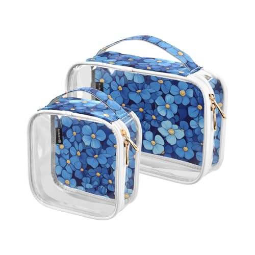 Kulturbeutel für Herren, transparent, dekorativ, TSA-genehmigt, mehrfarbige Blumen, multifunktional, Make-up-Tasche, Organizer, Flughafen, Fluggesellschaften, 2 Stück Kulturbeutel für Herren, transparent, dekorativ, TSA-genehmigt, mehrfarbige Blumen, multifunktional, Make-up-Tasche, Organizer, Flughafen, Fluggesellschaften, 2 Stück von tplaotee