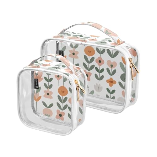 Kulturbeutel für Herren, transparent, dekorativ, TSA-genehmigt, niedlich, grüne Pfirsichblüte, transparent, Reise-Make-up-Tasche, Reise-Make-up-Tasche, 2 Stück Kulturbeutel für Herren, transparent, dekorativ, TSA-genehmigt, niedlich, grüne Pfirsichblüte, transparent, Reise-Make-up-Tasche, Reise-Make-up-Tasche, 2 Stück von tplaotee
