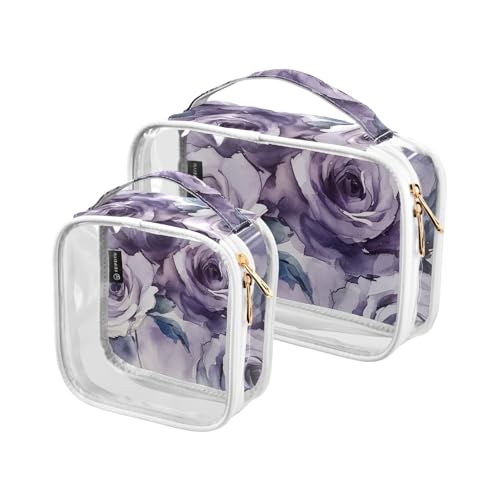 Kulturbeutel für Herren, transparent, dekorativ, TSA-geprüft, Lavendel, Gouache, Rose, wiederverwendbar, für Reisen, 2 Stück Kulturbeutel für Herren, transparent, dekorativ, TSA-geprüft, Lavendel, Gouache, Rose, wiederverwendbar, für Reisen, 2 Stück von tplaotee