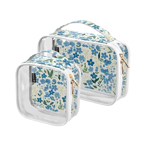 Kulturbeutel für Herren, transparent, dekorativ, TSA-geprüft, kleine Blume, Blau und Grün, wasserdicht, kleine Kosmetiktasche, Flughafen, Fluggesellschaft, Bolsa de Maquillaje Kulturbeutel für Herren, transparent, dekorativ, TSA-geprüft, kleine Blume, Blau und Grün, wasserdicht, kleine Kosmetiktasche, Flughafen, Fluggesellschaft, Bolsa de Maquillaje von tplaotee