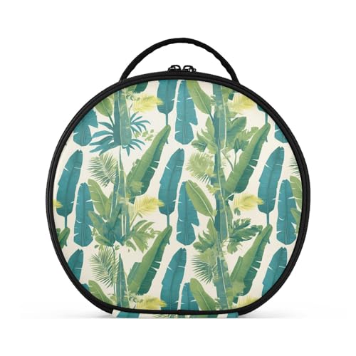 Kulturbeutel im tropischen Stil, blau-grüne Blätter, Reisegröße, Zubehör, Großkiesbeutel für Damen, mit verstellbaren Trennwänden, 27,9 cm von tplaotee
