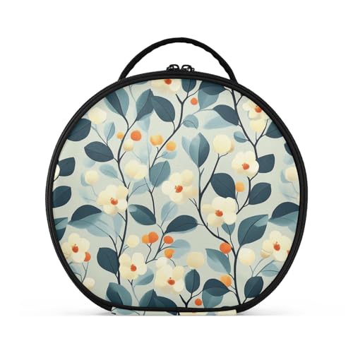 Kulturbeutel mit Blumenmotiv, grüne Blätter, Reisegröße, Zubehör, Großkiesbeutel für Damen, mit verstellbaren Trennwänden, 27,9 cm von tplaotee
