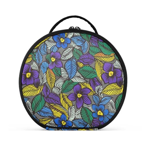 Kulturbeutel mit Blumenmuster, Reisegröße, Reisezubehör, tragbare Make-up-Tasche für Damen, mit verstellbaren Trennwänden, 27,9 cm, Violett von tplaotee