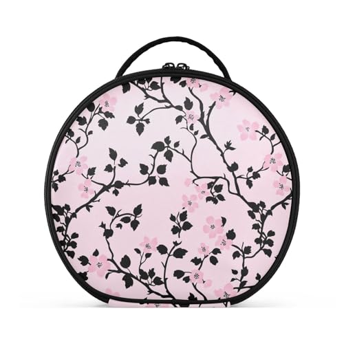 Kulturbeutel mit Fächern und Griff, Reißverschluss, für Damen, mit verstellbaren Trennwänden, 27,9 cm, Pfirsichschwarz von tplaotee