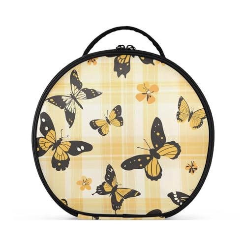 Kulturbeutel mit Fächern und Griff, tragbare Kosmetiktasche für Geldbörse, mit verstellbaren Trennwänden, 27,9 cm, Gelb von tplaotee