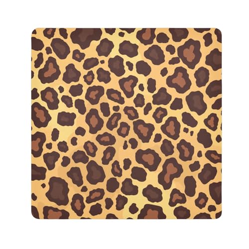 Kulturbeutel mit flachem geometrischem Muster, Leopardenfell-Druck, goldbraun, Reisetasche, Organizer, Verpackung, Kamera-Objektiv, Tuch für Toilettenartikel, Größe 55,1 x 55,1 cm von tplaotee