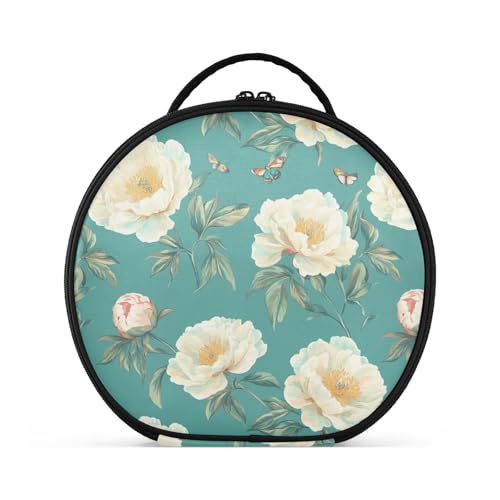 Kulturbeutel mit süßen Pfingstrosen, Blumenmotiv, Reisegröße, Zubehör, Reißverschluss, Kosmetiktasche für Damen, mit verstellbaren Trennwänden, 27,9 cm von tplaotee