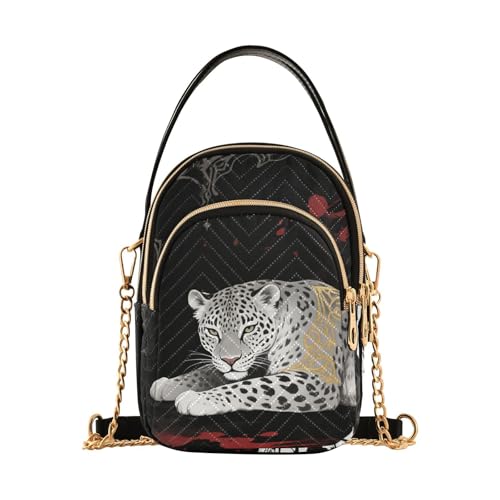Leopard und Rose Schwarz Weiß Gothic Stil trendige gesteppte Umhängetasche für Damen mit mehreren Taschen Handtasche für Damen auf Reisen von tplaotee