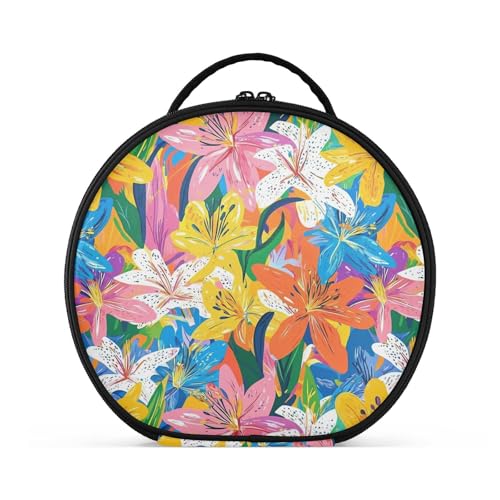 Lily Bunte Kosmetiktasche, Reisegröße, Zubehör, wasserdichte Kosmetiktasche für Geldbörse, mit verstellbaren Trennwänden, 27,9 cm von tplaotee