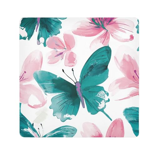 Magische Toilettenartikelbeutel, Motiv: Batikfärbung, Blumen, Schmetterling, Grün, Reise-Organizer, Wickeltasche, Kamera-Objektivtuch, Wrapper für Damen, Größe 55,1 x 55,1 cm von tplaotee