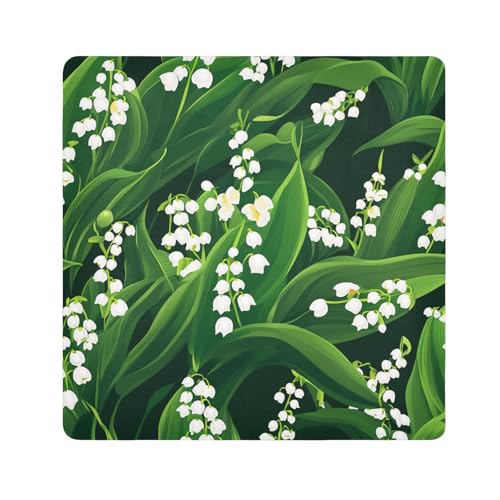 Maiglöckchen, Motiv: Sommerblumen, schützende Reise-Kosmetiktasche, Kosmetiktasche, Organizer, Verpackung, Kamera-Objektiv, Tuch für Toilettenartikel, Größe 55,1 x 55,1 cm von tplaotee