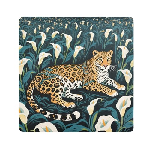 Make-up-Tasche im Tribal-Stil, Leopardenmuster, weiße Calla-Lilie, Magie, Organizer, Wickeltasche, Kamera-Objektivtuch, Wrapper für Damen, Größe 55,1 x 55,1 cm von tplaotee