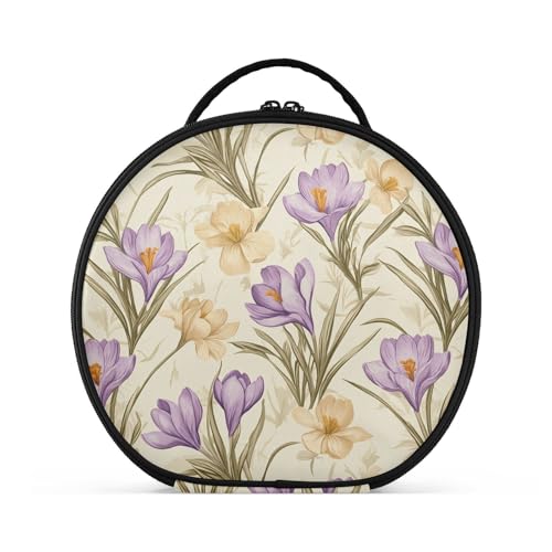 Make-up-Tasche mit Fächern und Griff, große Make-up-Tasche für Damen, mit verstellbaren Trennwänden, 27,9 cm, Lila / Weiß von tplaotee