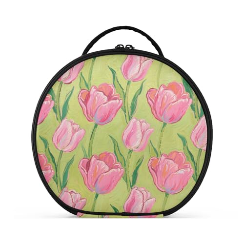 Make-up-Tasche mit Fächern und Griff, wasserdichte Kosmetiktasche für Damen, mit verstellbaren Trennwänden, 27,9 cm, Rosa Make-up-Tasche mit Fächern und Griff, wasserdichte Kosmetiktasche für Damen, mit verstellbaren Trennwänden, 27,9 cm, Rosa von tplaotee