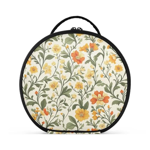 Make-up-Tasche mit Vintage-Blumenmuster, mit Fächern und Griff, leichte Make-up-Tasche für Damen, mit verstellbaren Trennwänden, 27,9 cm von tplaotee
