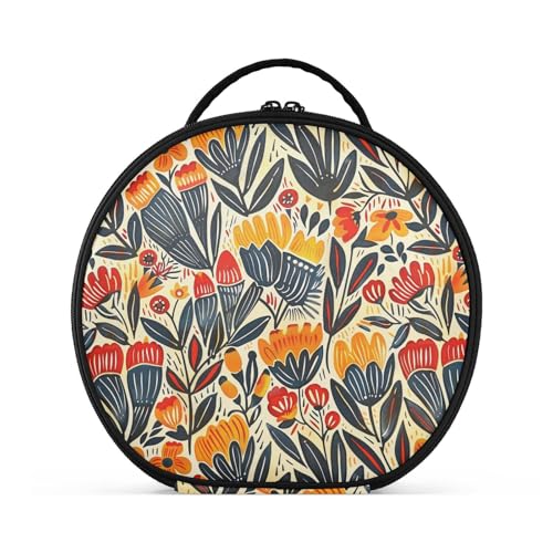 Make-up-Tasche mit bunten Blumen, Volkskunst, Reisegröße, Zubehör, Portabloiletry Tasche für Damen, mit verstellbaren Trennwänden, 27,9 cm von tplaotee