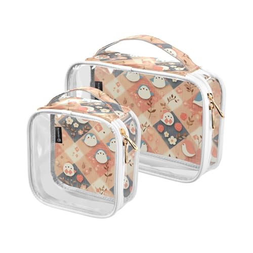 Maquillaje Kulturbeutel für Herren, transparent, dekorativ, TSA-genehmigt, kariert, niedliche Vögel, multifunktionale Make-up-Tasche, klein, für Herren, 2 Stück Maquillaje Kulturbeutel für Herren, transparent, dekorativ, TSA-genehmigt, kariert, niedliche Vögel, multifunktionale Make-up-Tasche, klein, für Herren, 2 Stück von tplaotee