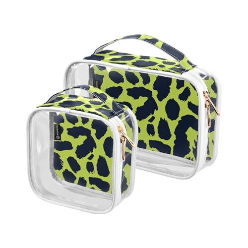 Maquillaje Kulturbeutel für Herren, transparent, dekorativ, TSA-zugelassen, Leopardenmuster, Limettengrün und Marineblau, 2 Stück Maquillaje Kulturbeutel für Herren, transparent, dekorativ, TSA-zugelassen, Leopardenmuster, Limettengrün und Marineblau, 2 Stück von tplaotee