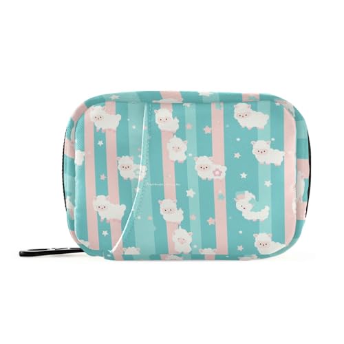 Medizintasche mit abnehmbaren Fächern, aufsteckbare Pillendosen, Organizer, Cartoon-Lamm-Design, Blau und Rosa gestreift Medizintasche mit abnehmbaren Fächern, aufsteckbare Pillendosen, Organizer, Cartoon-Lamm-Design, Blau und Rosa gestreift von tplaotee