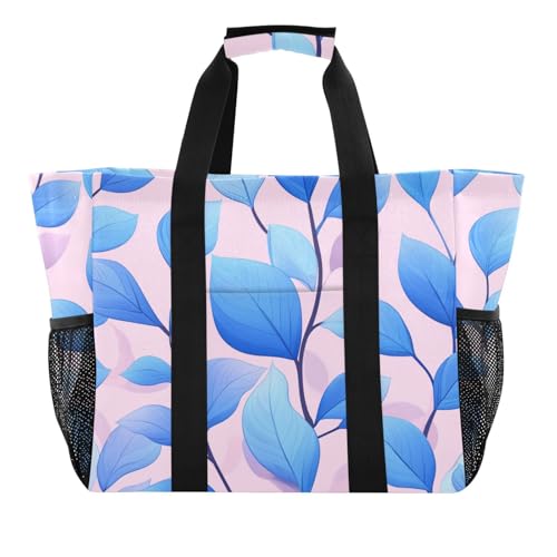 Mehrzwecktasche für Kofferraum, Einkaufstaschen, wiederverwendbar, zusammenklappbar, Strandtasche, wasserabweisend, Leinen, Blau von tplaotee