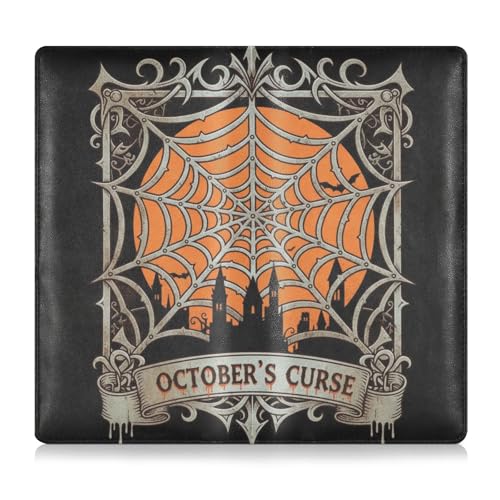 Metall Gothic Halloween Spinnennetz Leder Registrierungs- und Versicherungskartenhalter Essential Auto Wallet Case für wichtige Dokumente, Führerschein, Karten von tplaotee