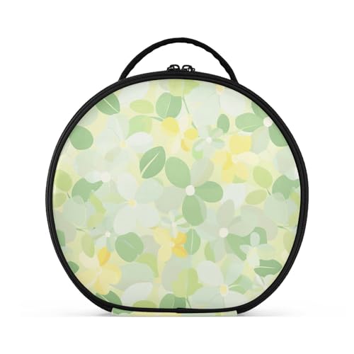 Milde und frische Kosmetiktasche mit Blumenmuster, Zitronengelb, Hellgrün, vertikal, freistehend, stilvolle Kosmetiktasche für Damen, mit verstellbaren Trennwänden, 27,9 cm von tplaotee