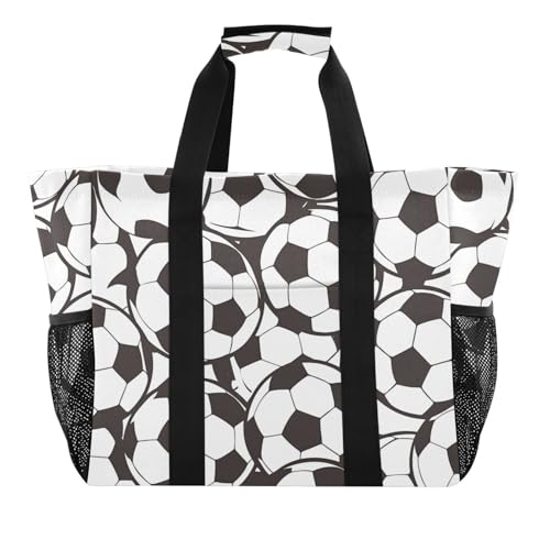 Moderne Einkaufstasche für Fußball, Sport, wiederverwendbar, faltbar, Strandtasche, wasserabweisend, mit Griffen, Wäschesäcke von tplaotee