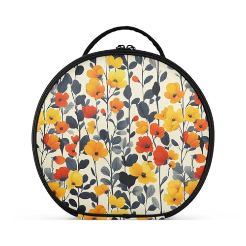 Moderne skandinavische Kosmetiktasche, vertikal, freistehend, Reißverschluss, Make-up-Tasche für Damen, mit verstellbaren Trennwänden, 27,9 cm, Rot / Gelb / Schwarz von tplaotee