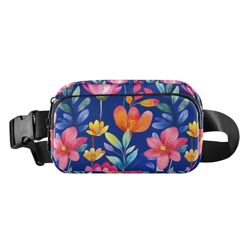 Modische Bauchtasche mit Cartoon-Oberonia-Blumen, Königsblau, für Damen, Herren, Teenager, große Kapazität, Crossbody-Tasche mit verstellbarem Gurt, für Reisen, Fitnessstudio, Arbeit von tplaotee