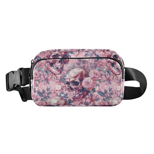 Modische Bauchtasche mit Totenkopf-Motiv, für Damen und Herren, Mehrzweck-Umhängetasche mit verstellbarem Riemen für Reisen, Einkaufen, Laufen von tplaotee