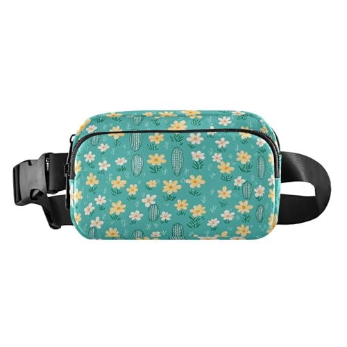 Modische Bauchtasche mit kleinen Blumen und kleinem Blattwerk, für Damen, Herren, Teenager, wasserabweisend, Anti-Diebstahl-Hüfttasche mit verstellbarem Gurt, für Radfahren, Wandern, Fitnessstudio von tplaotee