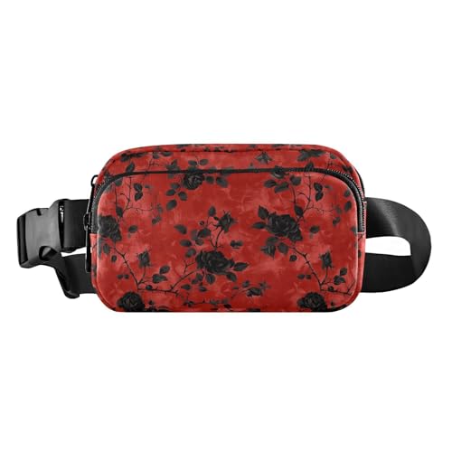 Modische Gürteltasche für Damen und Herren, wasserabweisend, Diebstahlschutz, Hüfttasche mit verstellbarem Gurt, für Einkaufen, Sport, Arbeit, Schwarz / Rosa / Rot von tplaotee