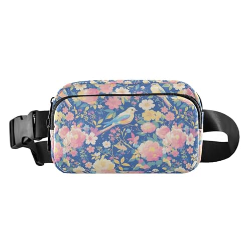 Modische Gürteltasche mit Blumen und Vögeln, für Damen und Herren, große Kapazität, Crossbody-Sporttasche mit verstellbarem Gurt, für Reisen, Fitnessstudio, Arbeit Modische Gürteltasche mit Blumen und Vögeln, für Damen und Herren, große Kapazität, Crossbody-Sporttasche mit verstellbarem Gurt, für Reisen, Fitnessstudio, Arbeit von tplaotee