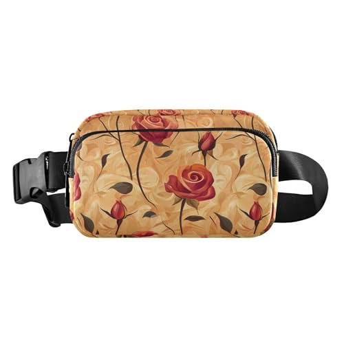 Modische Gürteltasche mit Cartoon-Blumen-Motiv, für Damen, Herren, Teenager, Mini-Reißverschluss, Bauchtasche mit verstellbarem Riemen für Shopping, Sport, Arbeit von tplaotee