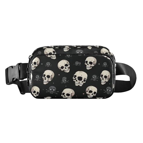Modische Gürteltasche mit Totenköpfen für Damen, Herren, Teenager, wasserabweisend, Diebstahlschutz, Hüfttasche mit verstellbarem Gurt, für Reisen, Einkaufen, Laufen von tplaotee