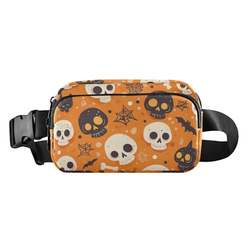 Modische Gürteltasche mit Totenkopf-Motiv, für Damen, Herren, Teenager, Mini-Umhängetasche mit verstellbarem Riemen für Reisen, Laufen, Wandern von tplaotee