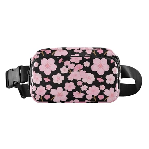 Modische Gürteltasche mit japanischem Zephyr-Kirschblütenmotiv, für Damen und Herren, wasserabweisend, Crossbody-Sporttasche mit verstellbarem Gurt, für Reisen, Laufen, Wandern, Rosa von tplaotee