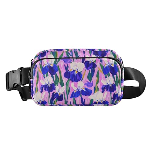 Modische Hüfttasche für Damen und Herren, kleine Schultertasche, Reisezubehör mit verstellbarem Riemen, für Radfahren, Wandern, Fitnessstudio, Lila und Weiß von tplaotee