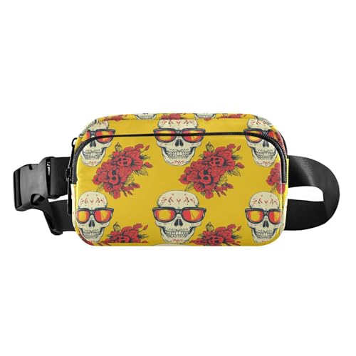 Modische Hüfttasche im mexikanischen Stil Cinco De Mayo mit Sonnenbrille, Totenkopf, Bauchtasche für Damen, Herren, Teenager, große Kapazität, Bauchtasche mit verstellbarem Riemen für Reisen, Urlaub von tplaotee