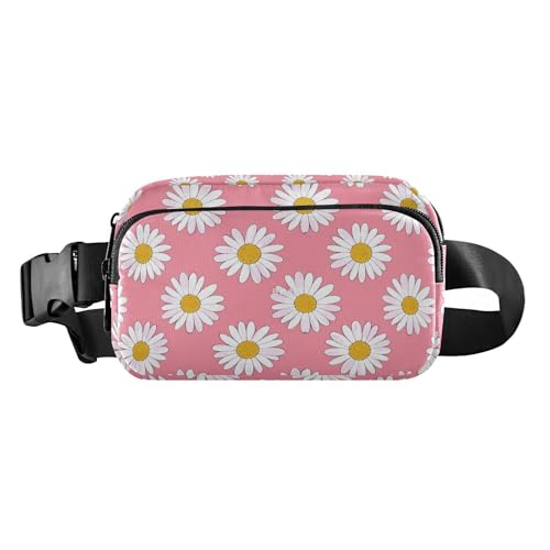 Modische Hüfttasche mit Gänseblümchen-Blumenmuster, Pfirsichweiß, für Damen und Herren, Mehrzweck-Crossbody-Tasche mit verstellbarem Riemen für Reisen, Urlaub, Laufen von tplaotee