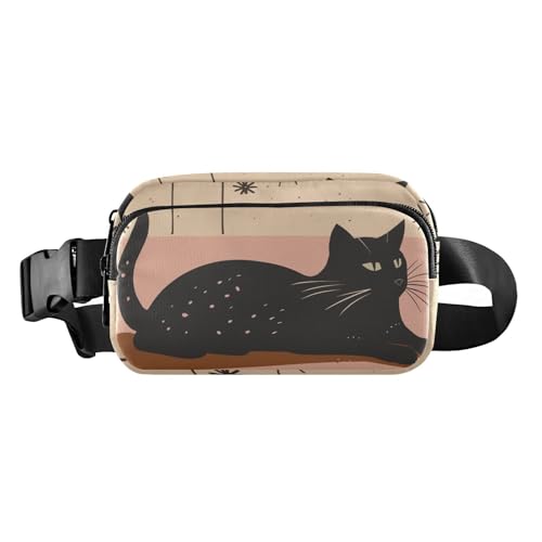 Modische Umhängetasche mit Cartoon-Motiv, schwarze Katze, für Damen und Herren, wasserabweisend, mit verstellbarem Gurt, für Reisen, Einkaufen, Laufen von tplaotee