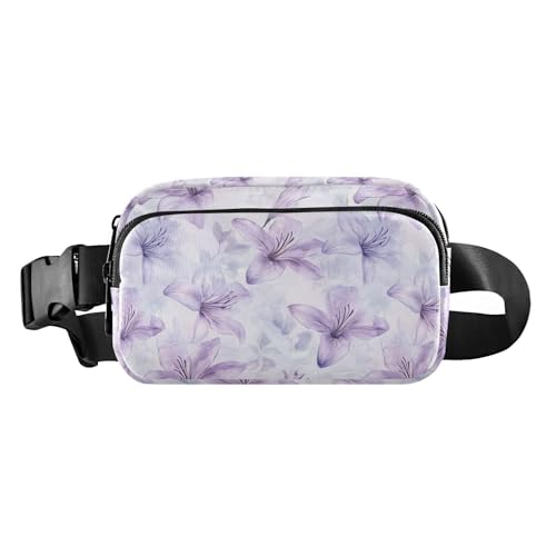 Modische Umhängetasche mit Lilien-Motiv, für Damen, Herren, Teenager, großes Fassungsvermögen, Anti-Diebstahl, Hüfttasche mit verstellbarem Gurt, für Reisen, Fitnessstudio, Arbeit von tplaotee