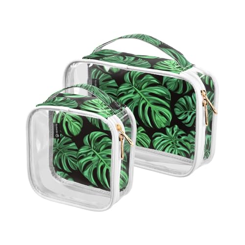 Monstera Deliciosa Kulturbeutel für Herren, transparent, dekorativ, TSA-genehmigt, wiederverwendbar, Reise-Make-up-Tasche, Flughafen, Fluggesellschaft, konform, 2 Stück Monstera Deliciosa Kulturbeutel für Herren, transparent, dekorativ, TSA-genehmigt, wiederverwendbar, Reise-Make-up-Tasche, Flughafen, Fluggesellschaft, konform, 2 Stück von tplaotee