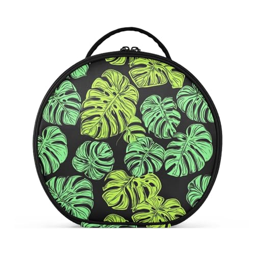 Monstera deliciosa Kosmetiktasche mit Fächern und Griff, Reißverschluss, Make-up-Tasche für Damen, mit verstellbaren Trennwänden, 27,9 cm, Grün von tplaotee