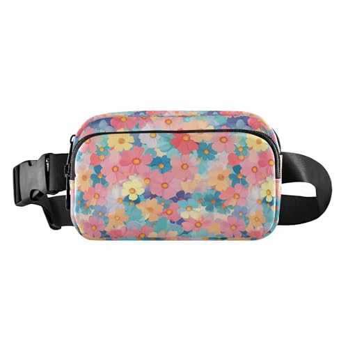 Multi-Blumen-Gürteltasche, bunt, schön, trendig, für Damen und Herren, Mini-Umhängetasche mit verstellbarem Riemen für Reisen, Urlaub, Laufen von tplaotee