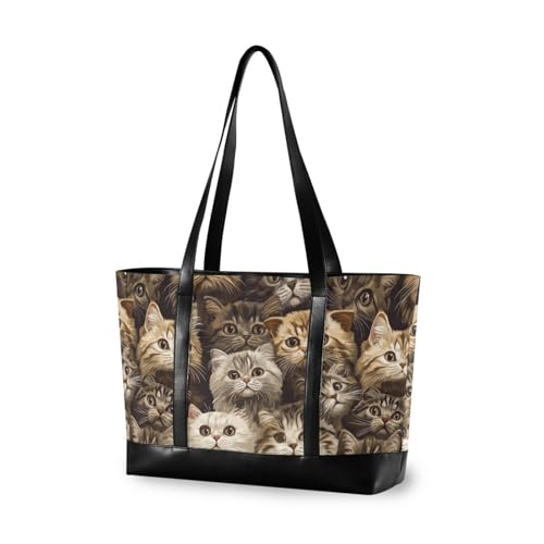 Multi Cute Scottish Fold Cats Brown fashion computer bag for women with zipper tote bag for work with Pool Gym Grocery Travel bolsas para computadoras de mujer, Multi Cute Scottish Fold Cats Brown, 1 von tplaotee