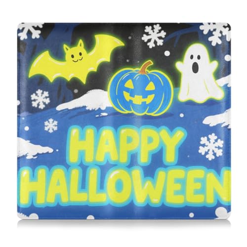Neon Gelb Blau Halloween Schnee Premium Leder Auto Registrierung und Versicherungshalter Essential Wallet Case für jedes Auto, LKW, Motorrad, Anhänger oder Boot von tplaotee