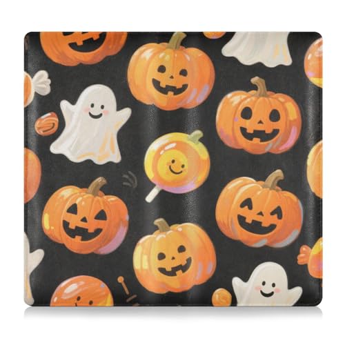 Orange Halloween Kürbis PU Leder Auto Registrierung und Versicherungshalter Essential Wallet Case für Führerschein, Karten und wichtige Dokumente von tplaotee